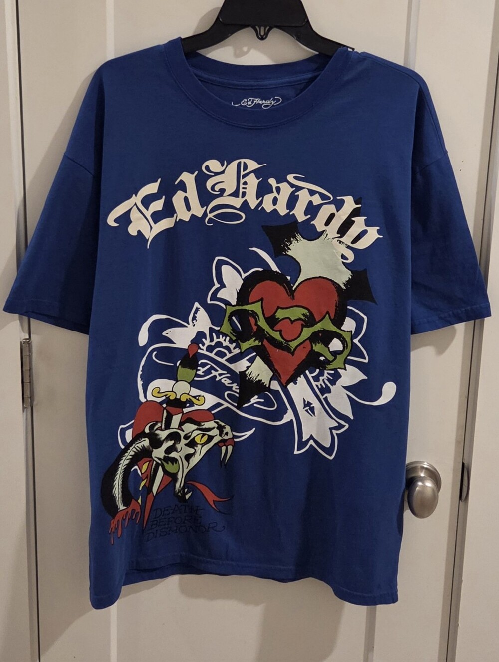 NWT Ed Hardy Graphic Angel T-Shirt - Royal Blue - Size Medium